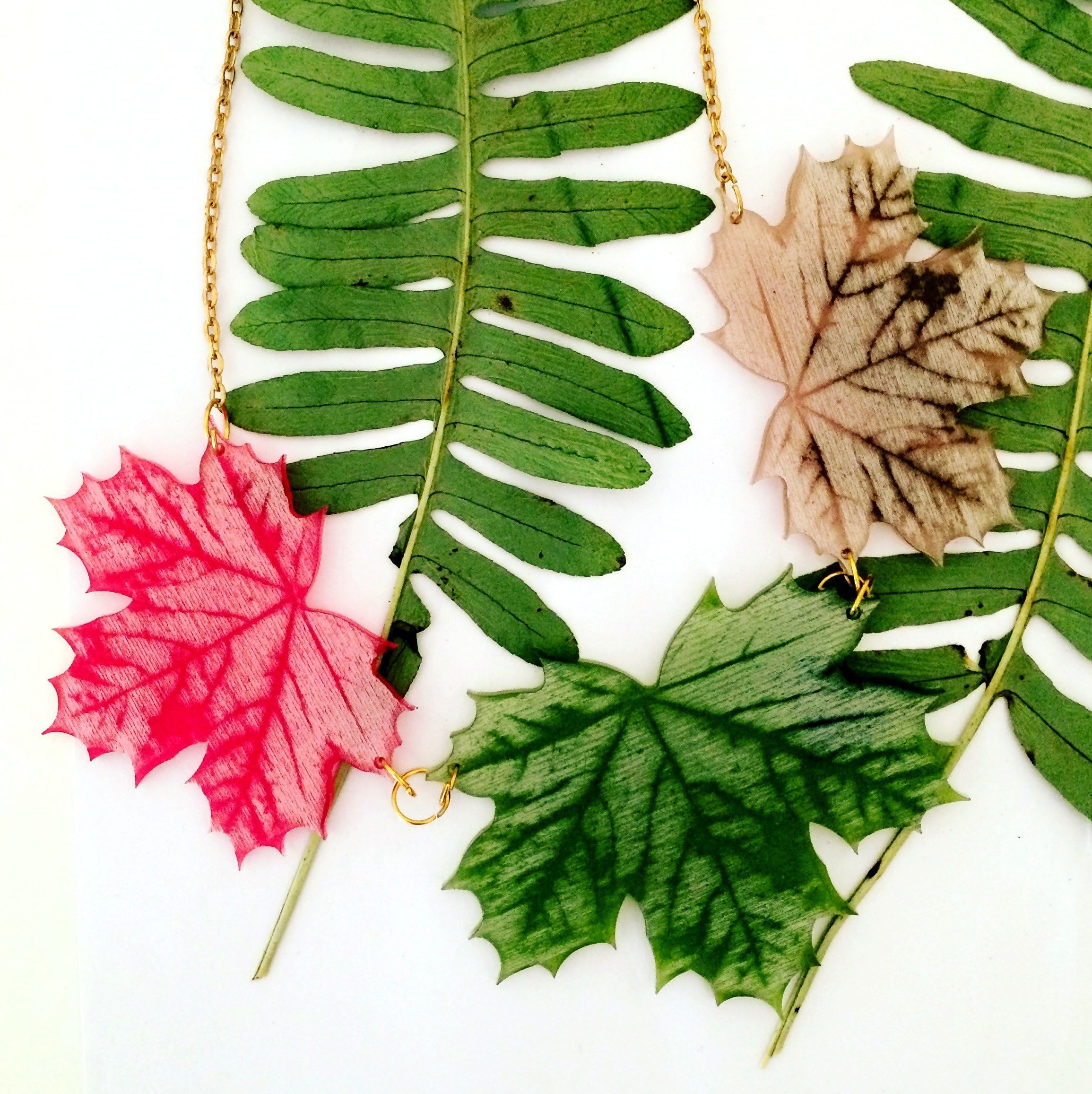 Autumn maple leaves necklace