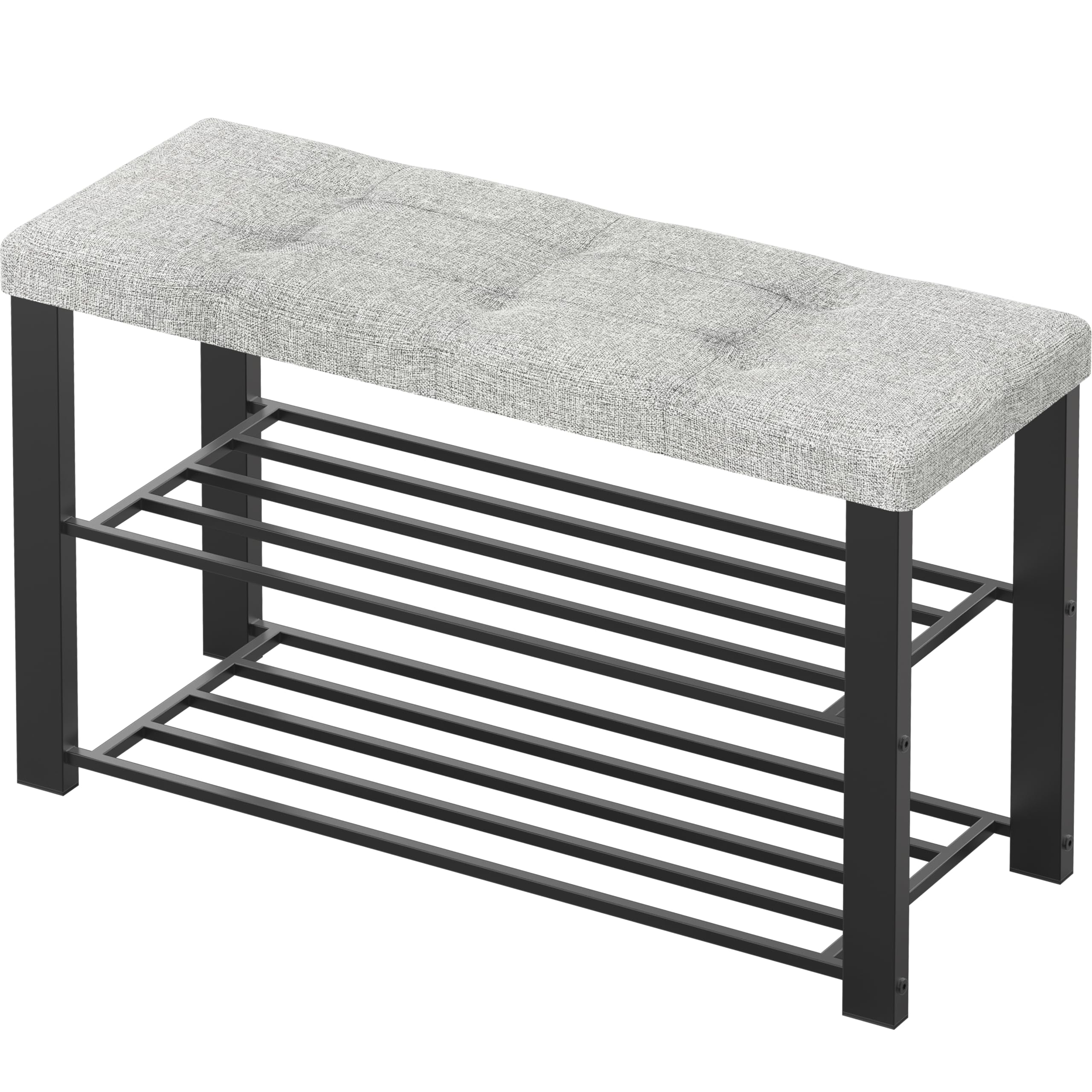 Photo 1 of Simple Houseware Shoe Bench with Cushion, Entryway Organizer for Shoes in Hallway or Bedroom, Grey
