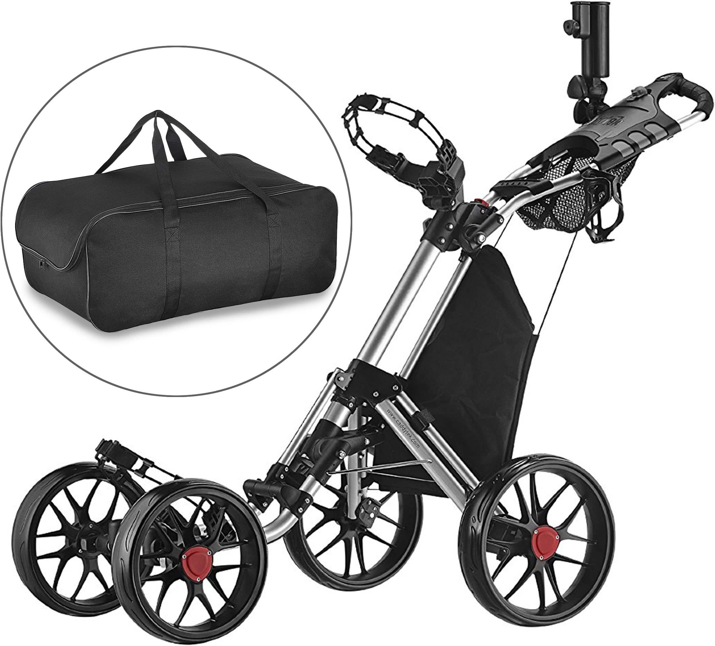 Caddytek One-Click Folding Golf trolley 4 Wheel Golf Push/Pull Cart Version 3