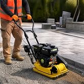 LANTRO JS 7.0HP Plate Compactor Machine, 212cc 11000N Force Construction Concrete Tamper Machine Power Paver 20''x 14'' Plate, Yellow
