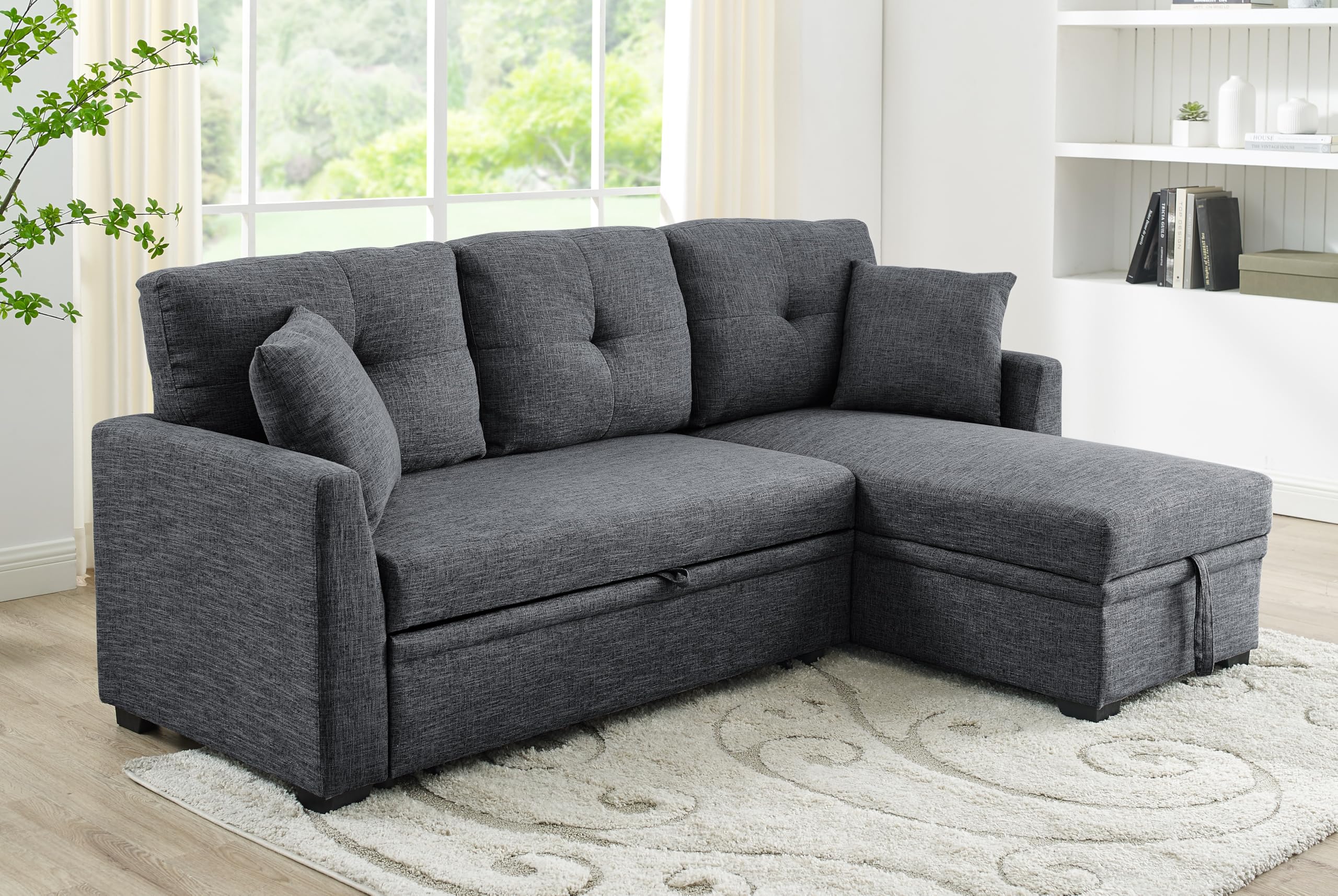 Photo 1 of (truck/trailer pick up only) ((missing box 3of3))
ERYE 83-inch Pull Out Sleeper Couch Bed, L-Shaped Corner Reversible Sleeper Sectional Sofa Polyester Blend Tufted Upholstered Convertible Sofa Bed with Storage Chaise for Home Apartment Living Room