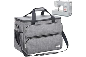 NICOGENA Sewing Machine Carrying Case, Universal Travel Tote Bag with Shoulder Strap for Singer, Brother, Janome and Accessories, Grey