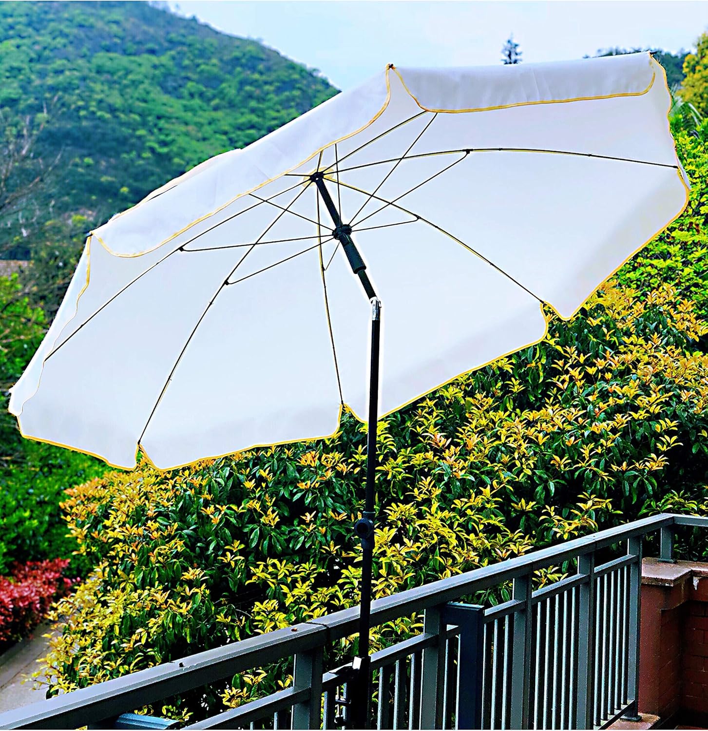Ammsun Patio Umbrella 6 5ft With Tilt Steel Pole Garden Parasol Portable Uv 100 Protection Beach Umbrella For Picnic Outdoor Patio Garden White Amazon Ca Patio Lawn Garden