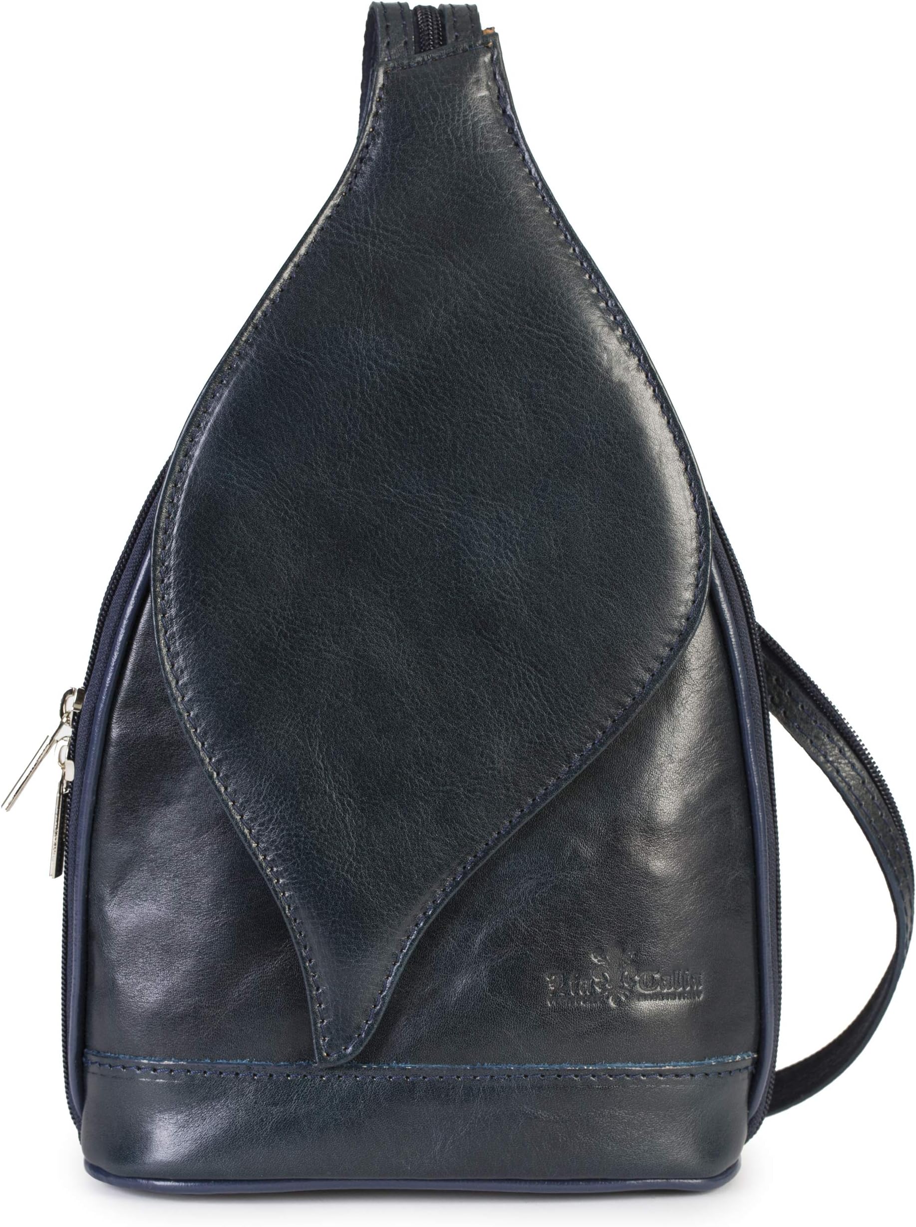 LIATALIA Womens Small Real Italian Leather Backpack Duffle Rucksack Shoulder Bag - KIM