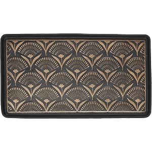 15 x 31 Inch Rubber Boot Tray with Floral Design – Bronze Textured Floor Protector for Entryway, Mudroom, Garage