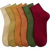 Sakusock Women's Cotton Socks, Soft Thin Breathable Moisture Wicking Ankle Crew Casual Socks 6 Pairs