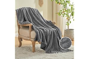INFIIXSO Fleece Twin Blanket for Bed - Leaves Pattern Lightweight Blanket Twin Size All Season Use, Grey, 60x80 inches