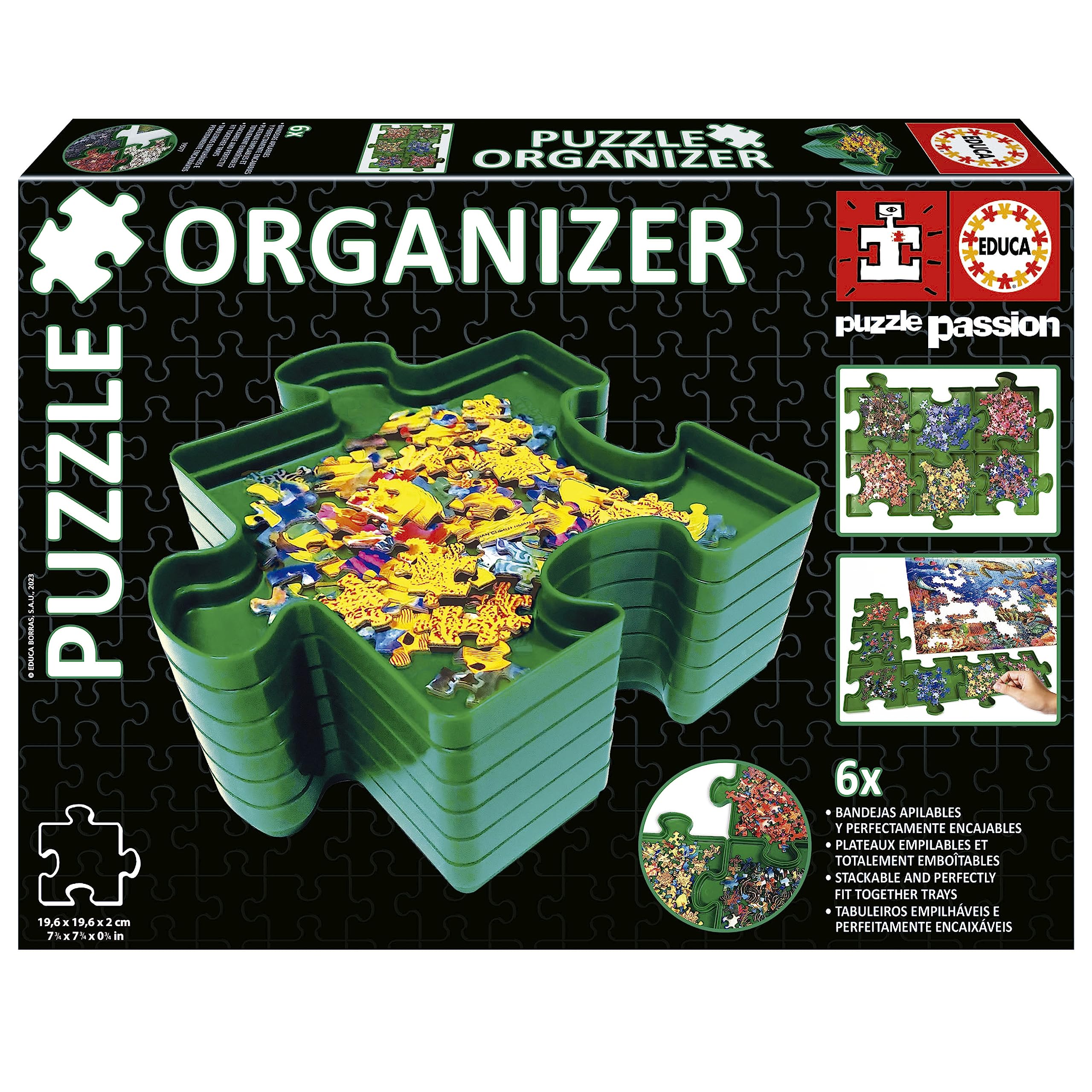 Educa 19577, Puzzle Organiser for Practical Sorting and Storing of Puzzle Pieces, Stackable Sorter, Puzzle Organisation & Transport, Accessories