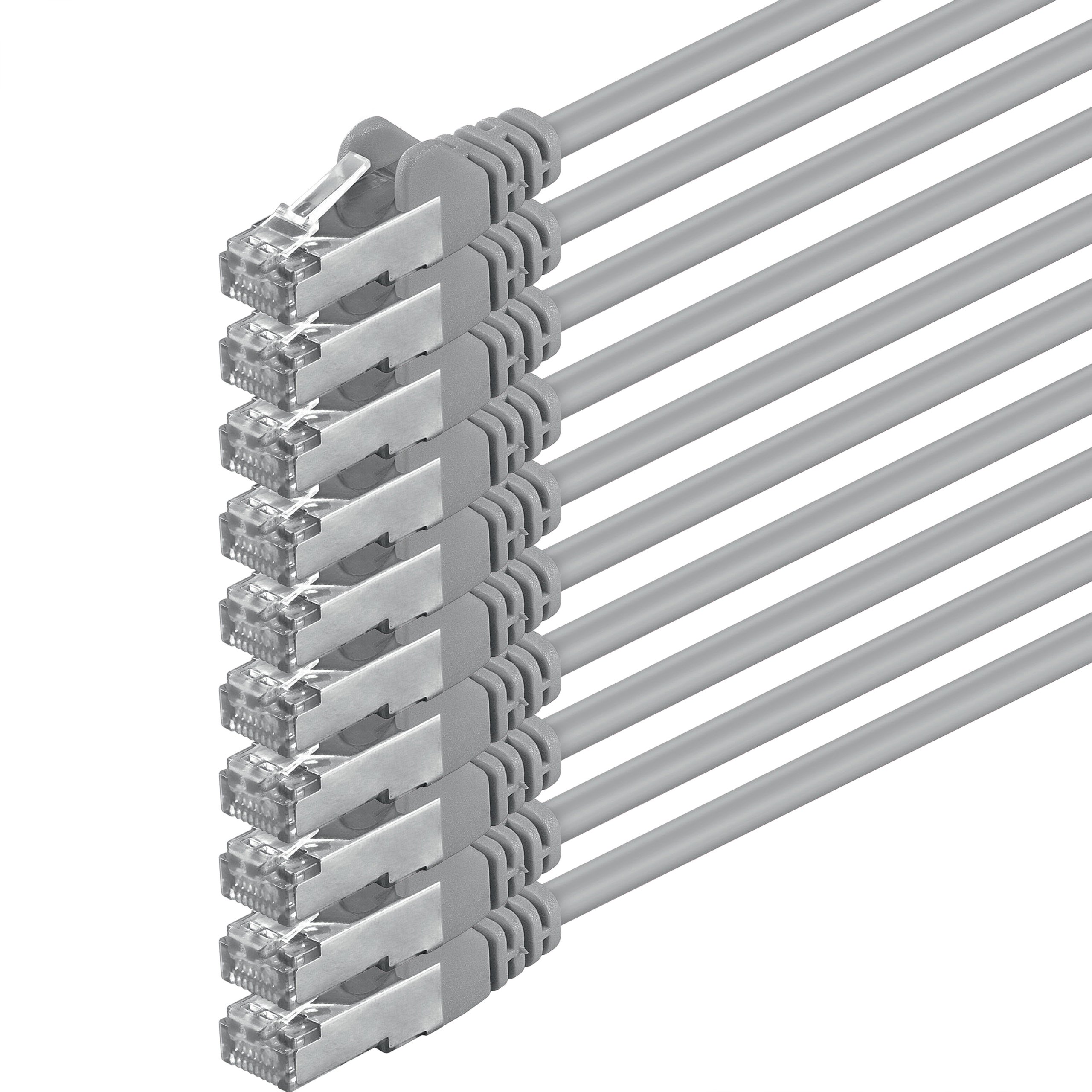 1aTTack CAT5 FTP foil-shielded network cable with 2x RJ45 connector set (10 pieces) 2m gray