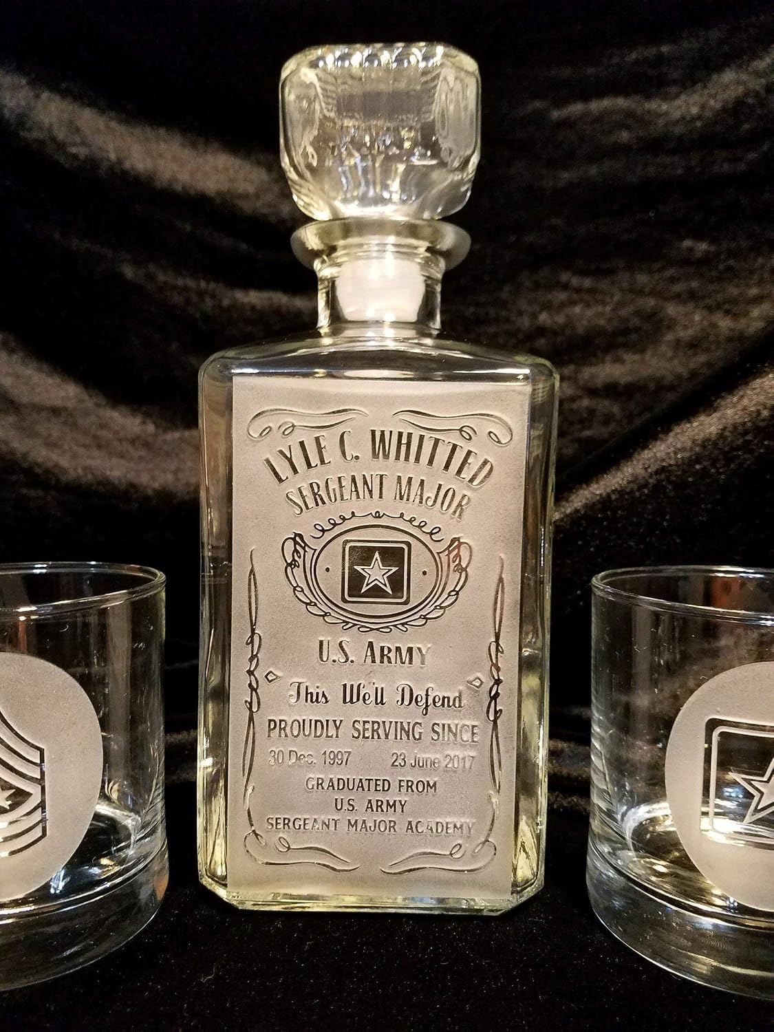 Personalized US Military - Square Whiskey Label Decanter