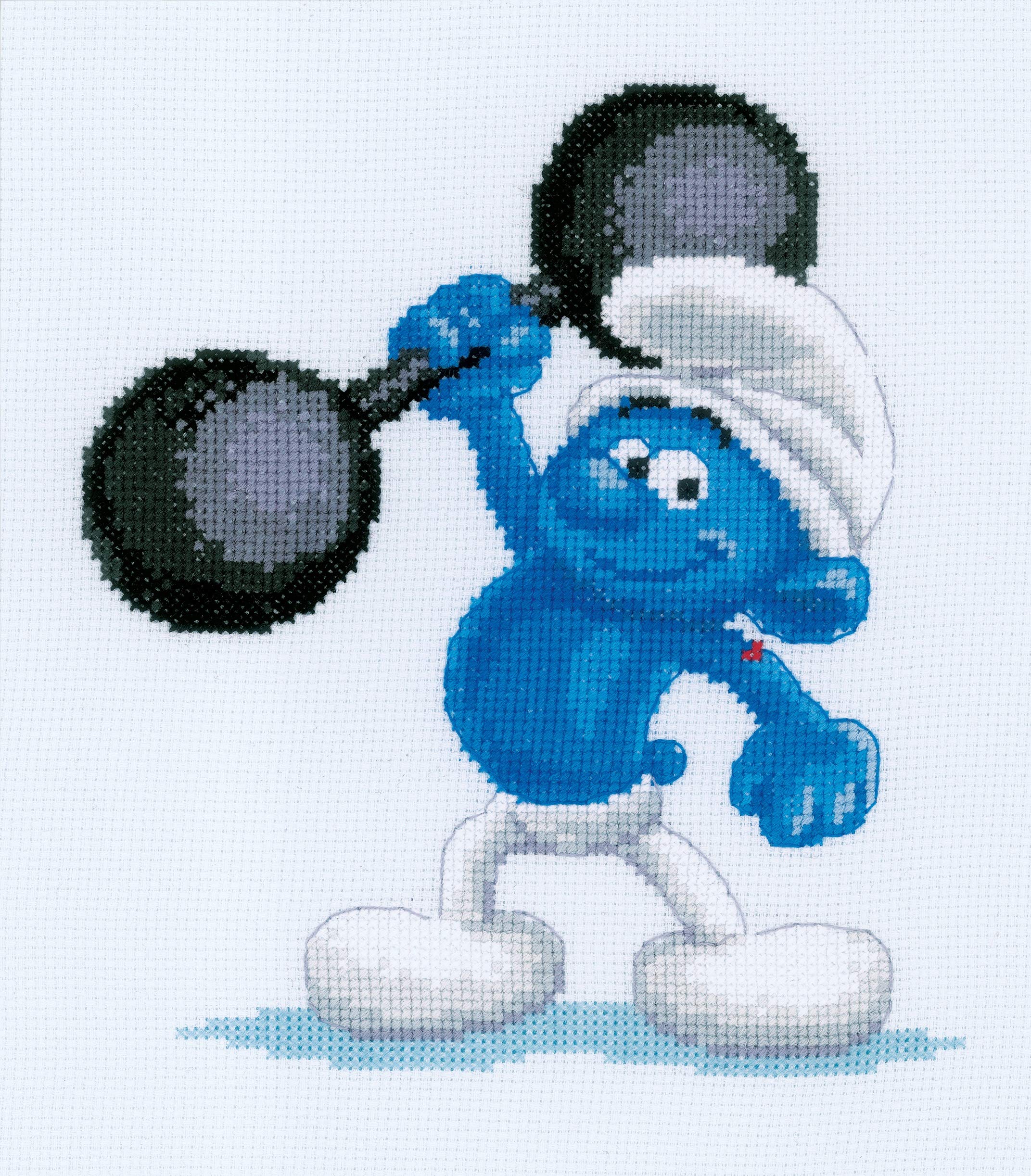 VERVACO (3PL) Cross Stitch Hefty SMRF, Canvas, The Smurfs Heafty (14 Count), One Size