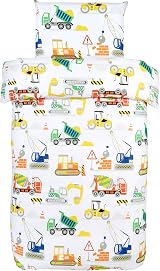 Bloomsbury Mill Cot Bed Duvet Cover Set 120x150 Construction Diggers view 8