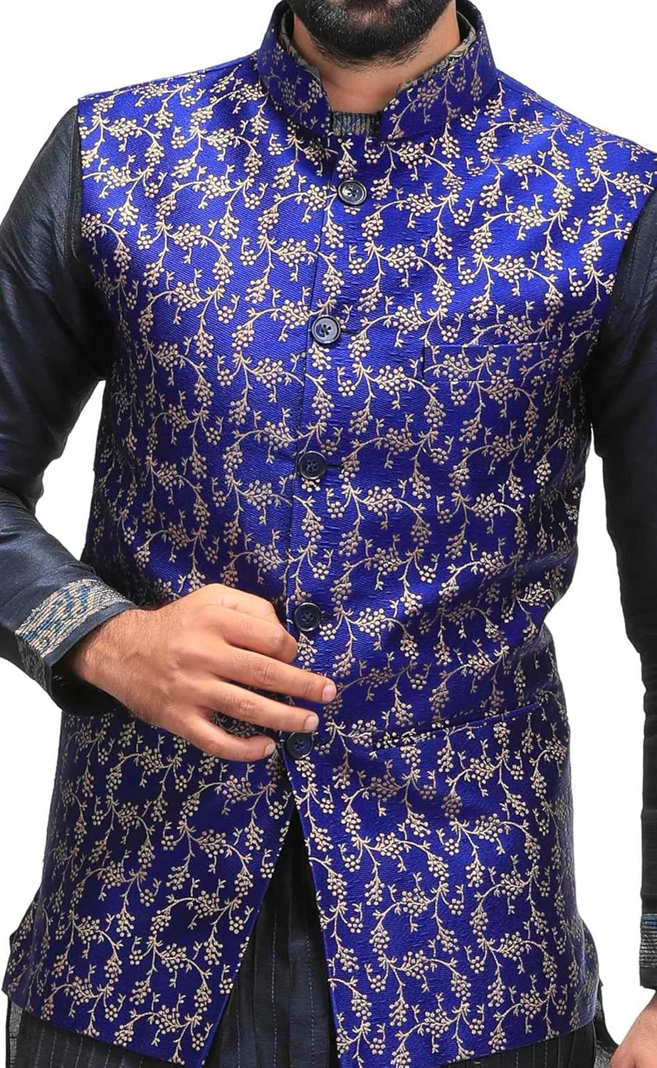 veera paridhaan men's banarasi printed nehru jacket