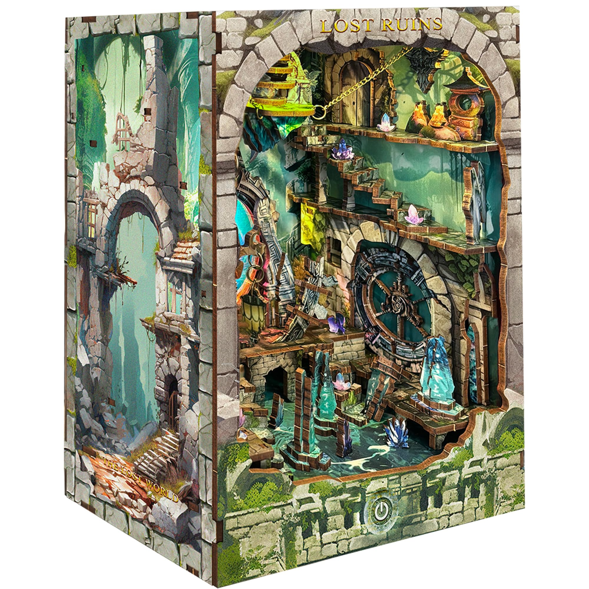 Book Nook Kit for Adults, DIY Miniature House Kit, Booknook 3D Wooden Puzzle for Bookshelf Decor, Birthday Gift for Family, Friends - Lost Ruins