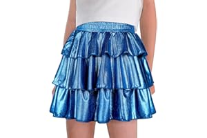 iLover Girls Ruffle Sparkle Skirt Shiny Dance Scooter Skirt Tutu Skirt 4-12 Years