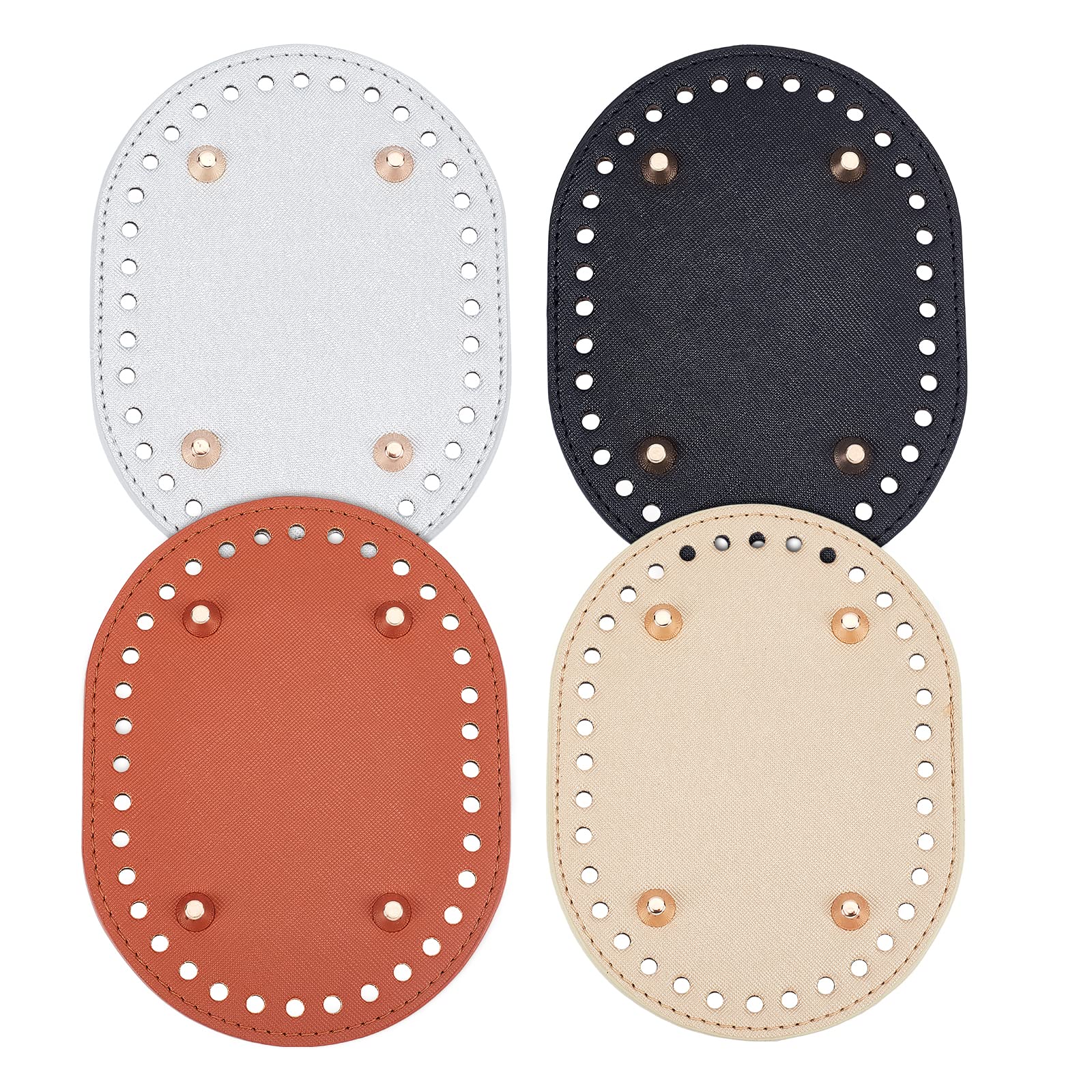 PH PandaHall 4pcs Crochet Bag Bottom, 5.7 x 4.3 Inch Oval Bottom Bag Leather Bottom Shaper Pad Small Purse Bottom for Bags Cushion Base with Holes for DIY Bag Shoulder Bags Purse Making