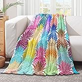 Colorful Pineapple Blanket Pineapple Gifts for Women Girls Men Boys Soft Comfy Plush Lightweight Flannel Throw Blankets for Coach Bed Living Room Pineapple Decor Indoor Outdoor Small (50 in x 40 in)