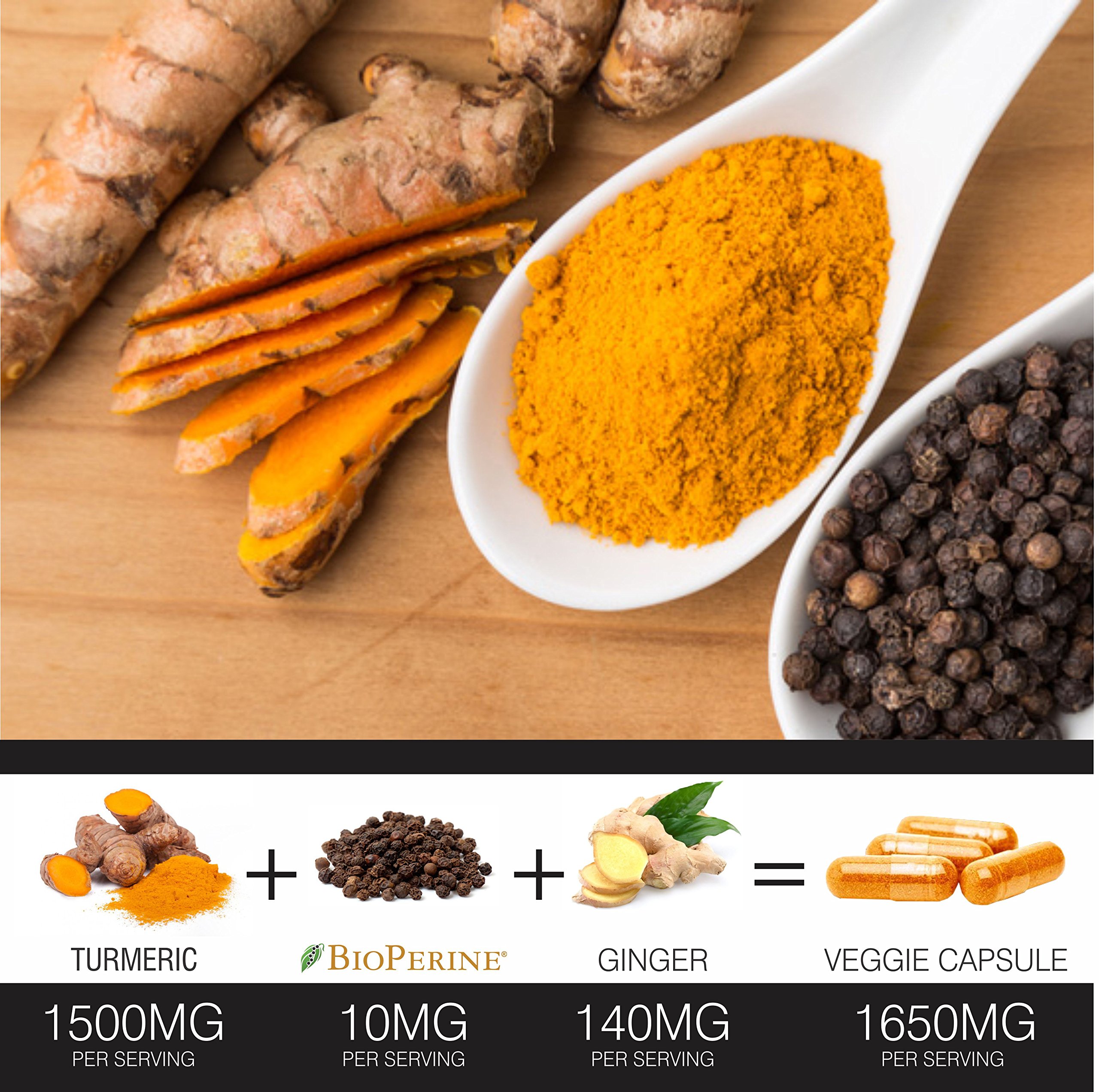 Turmeric Curcumin with BioPerine Black Pepper and Ginger Made in USA