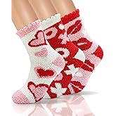 TEHOOK Ultra-Luxe Warm Cozy Galentines Gifts, 2X Softer Valentines Heart Fluffy Fuzzy Socks for Women & Teen Girls, Valentines Basket Stuffers