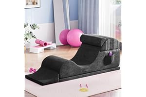 SMILESUN Convertible Yoga Chair for Adults, Ergonomic Foam Lounge with Lumbar Pillow, Washable Cover, Side Pocket, No Assembly Needed – Great for Exercise, Stretching & Relaxation Black