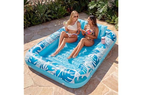 Sloosh Inflatable Tanning Pool Lounge Float, Sun Tan Tub Adult Pool Floats Raft for Pool Sunbathing Suntan Blow up Pool Loung