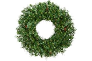 Vickerman 24" Cheyenne Pine Artificial Christmas Wreath with 220 PVC Tips - Indoor and Outdoor Use- Seasonal Holiday Decor - Featuring Pinecones for a Realistic Look