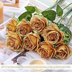 50 Pcs Artificial Rose Flower Realistic Silk Roses