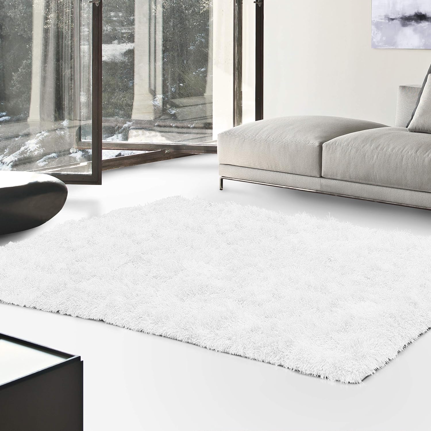 Amazon Com Superior Shag 8 X 10 White Area Rug Contemporary Living Room Bedroom Area Rug Anti Static And Water Repellent For Residential Or Commercial Use 8 Feet By 10 Feet Furniture Decor