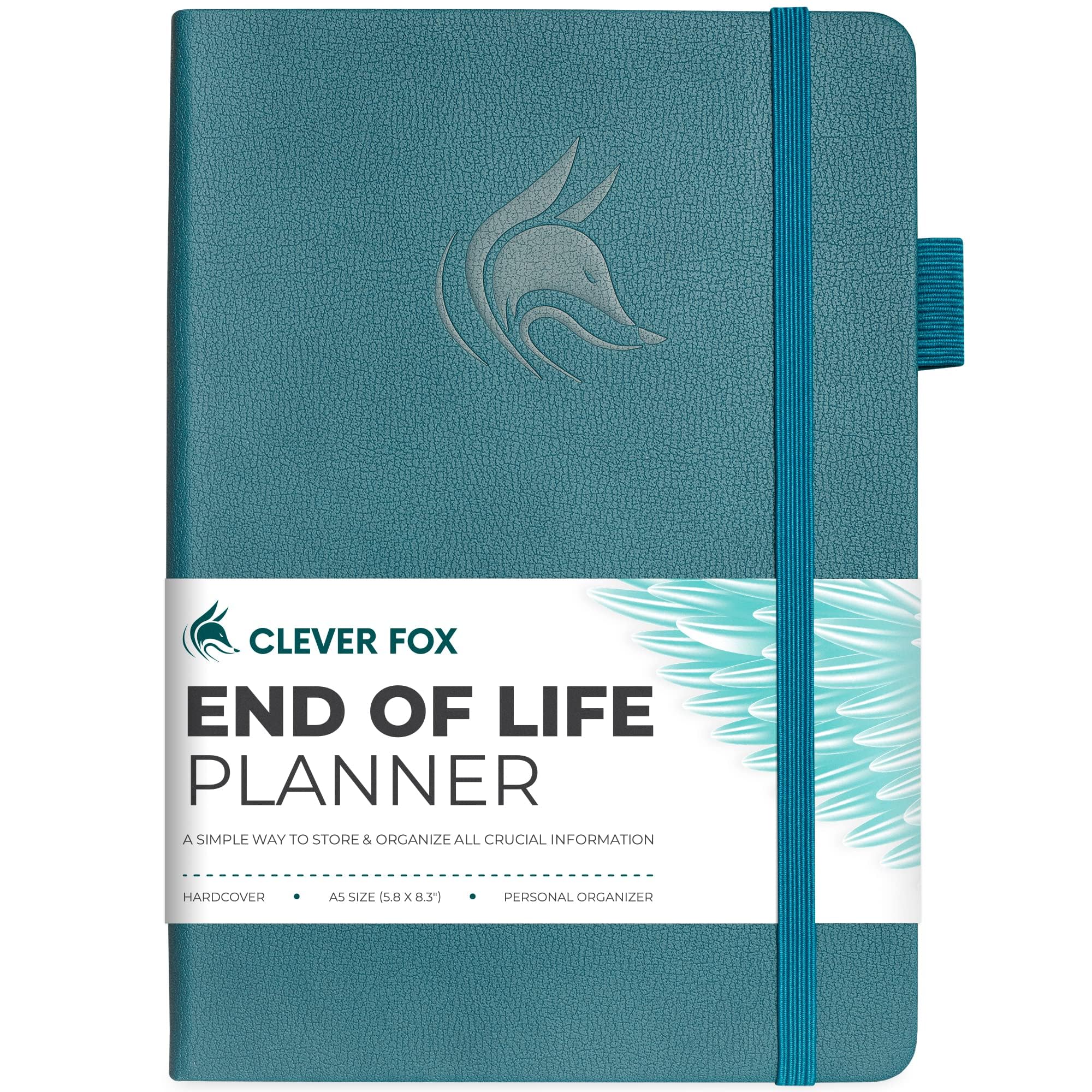 Clever Fox End of Life Planner–Guided Final Arrangements Organizer Notebook for Instructions, Beneficiary Info,Will Preparation,Last Wishes & Funeral Planning–Hardcover,A5 Size(14.5 x 21cm),Dark Teal