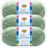 Lion Brand 24/7 Cotton Yarn Mint 3 Pack 100% Mercerized Cotton 185 yd