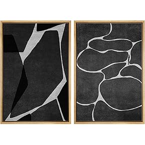 SIGNWIN Framed Wall Art Print Set Black Angular...