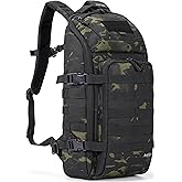 AMHEH 20L Slim Tactical Backpack – Everyday Carry Daypack with MOLLE, Fits 13" Laptop, Water-Resistant for Urban & Campus (Black Camo)