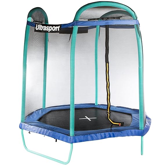 Ultrasport Gartentrampolin, Jumper Sechseck 213 cm, Kindertrampolin inkl. Sicherheitsnetz und gepolsterten Stahlbügeln