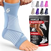 Sleeve Stars Ankle Brace Men &amp; Women Support (Single/S:9"-10"/Light Blue) | Plantar Fasciitis, Adjustable Strap, Sprained Wrap, Customizable Foot Support, Achilles Tendonitis Relief, Compression Sleeve