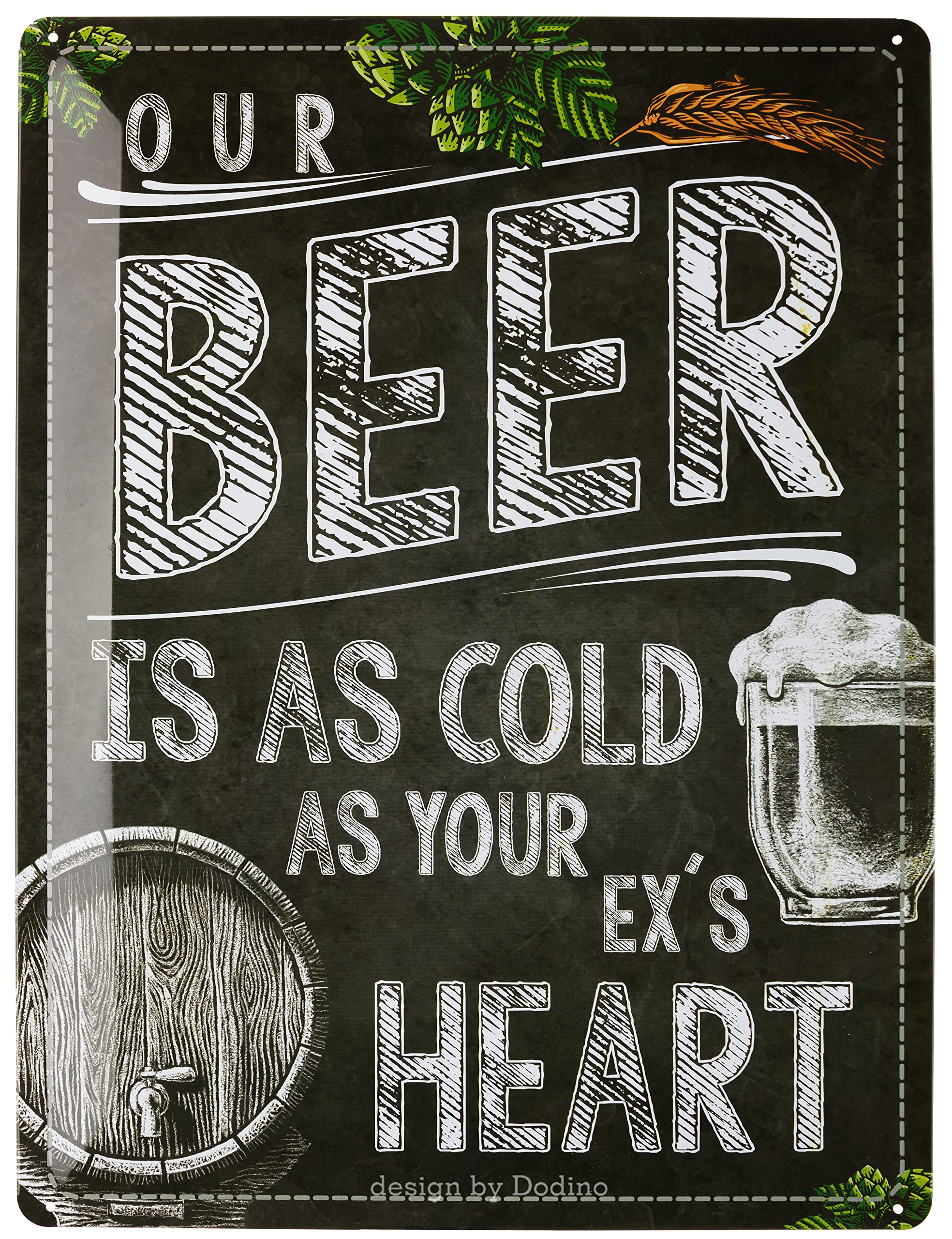 Dodino 30 x 40 cm Tin Signs Cold Beer, Decorative Home Accessory, Beer Sign, Decorative Metal Sign for All Bar Counter or Pub Owners