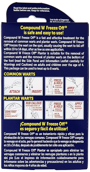 COMPOUND W FREEZE OFF WART REMOVER, WART REMOVAL SYSTEM FOR REMOVING COMMON & PLANTAR WARTS, 8 APPLICATIONS