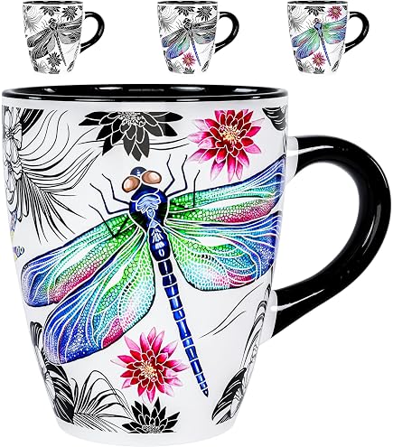 Personalised Dragonfly Mug with Name, Pink Dragonfly Coffee Cup