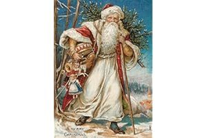 Paper Moon Media Vintage Christmas Santa Cross Stitch Pattern 18 Count Charts with Colors and Symbols for DMC Floss