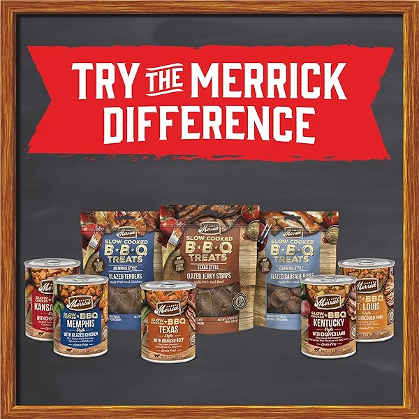 MERRICK CHEWY DOG TREATS, SLOW COOKED BBQ BEEF DOG TREAT CHEWS, CAROLINA STYLE GLAZED SAUSAGE BITES – 10 OZ. POUCH