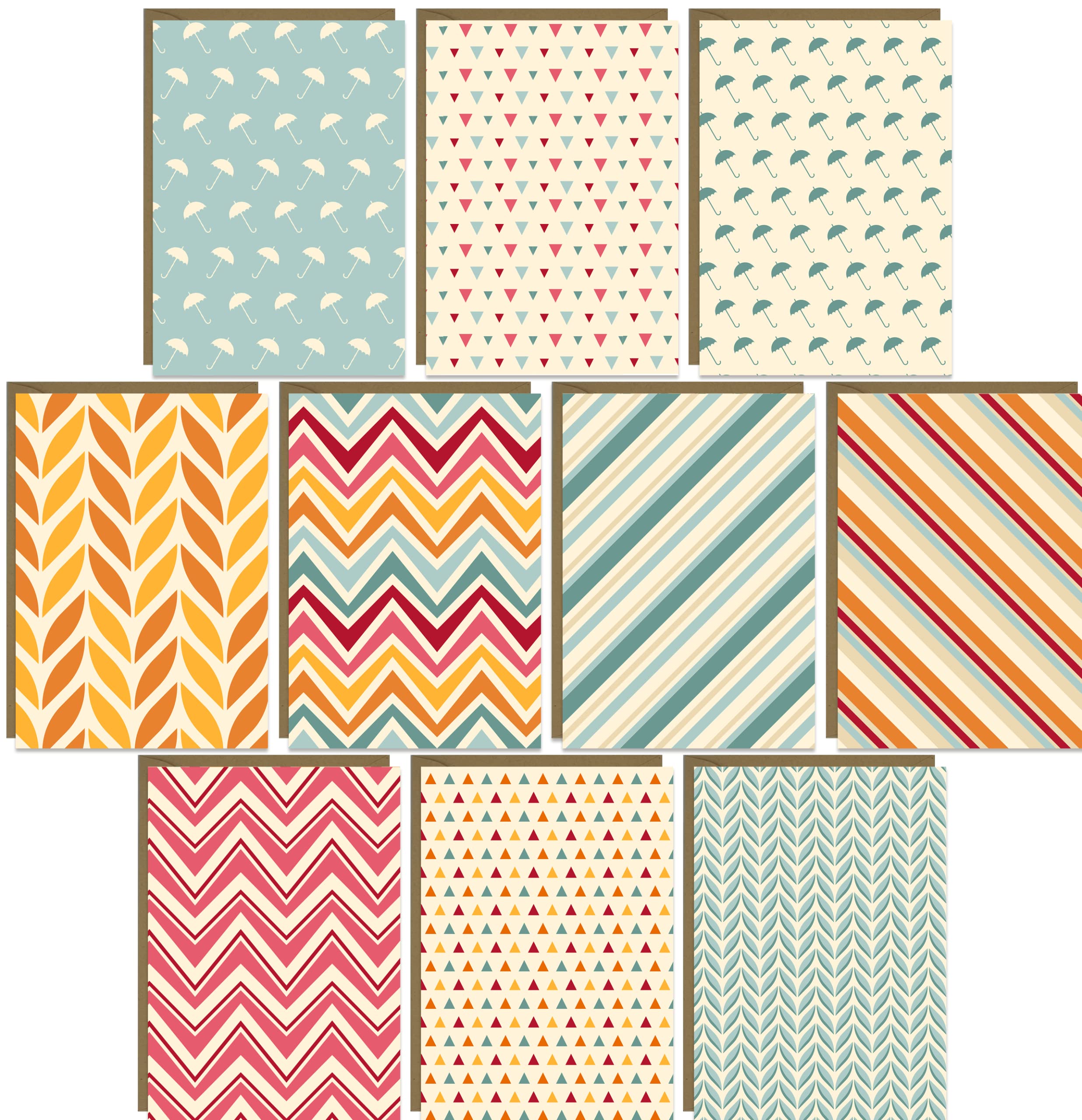 30 x Eco Friendly Recycled Blank Greeting Cards with Pattern Designs