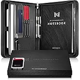 NERO MANETTI- Zippered Vegan Leather Padfolio/Portfolio Pad Holder-Business PU Leather Notepad Folder for Resumes, Interviews, iPad/Tablet, Phone, Legal Pad Notebook Executive Binder for Women, Men
