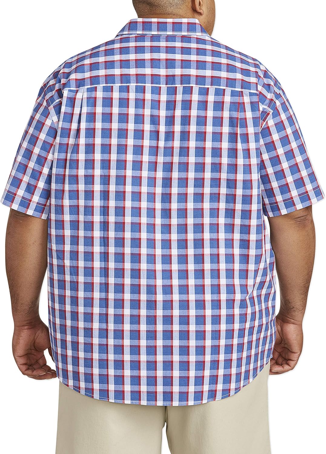  Essentials Men's Big & Tall Short-Sleeve Plaid Shirt fit by DXL: Clothing
