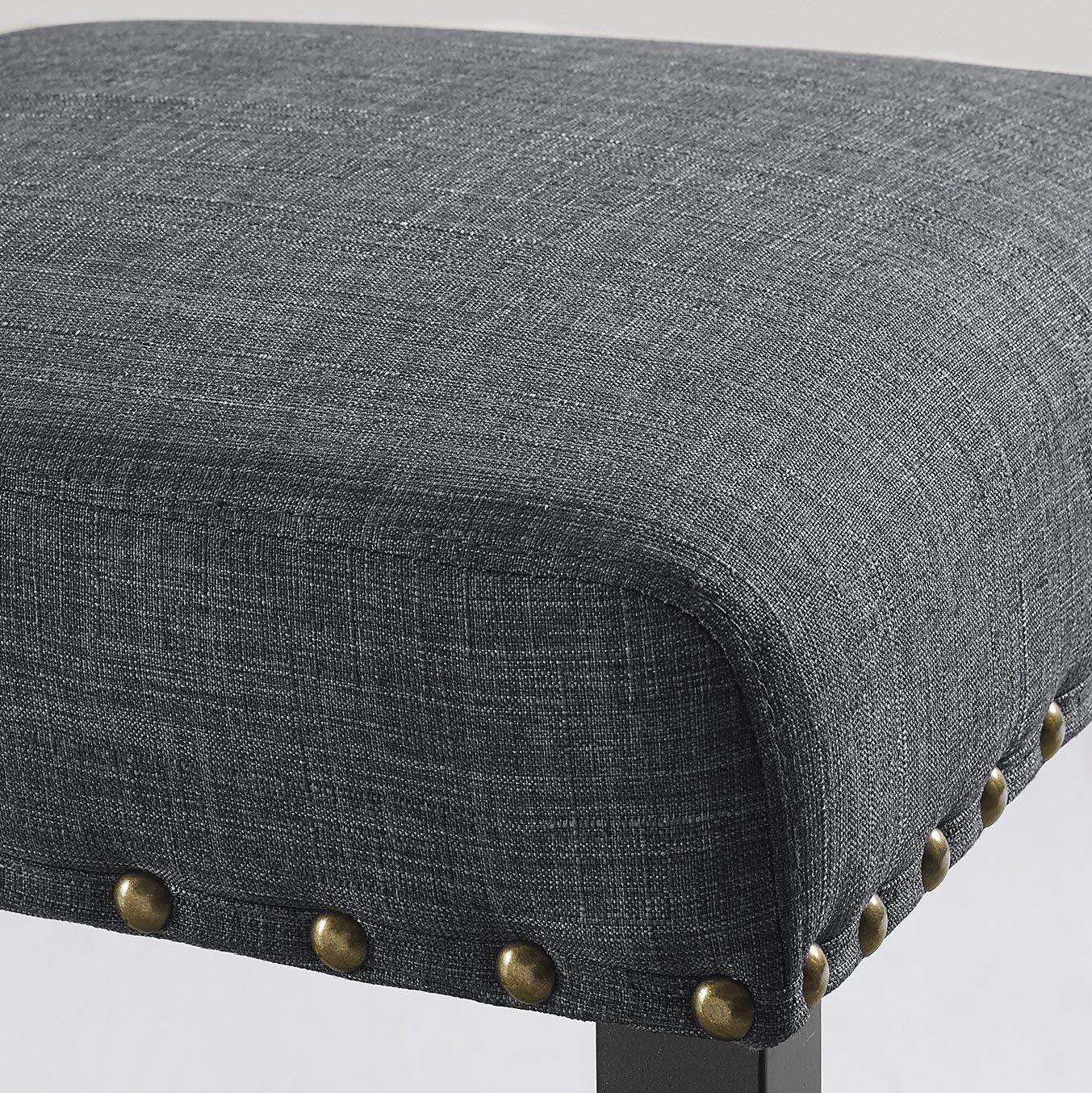 Roundhill Furniture Biony Gray Fabric Dining Chairs with Nailhead Trim, Set of 2 - Chairs
