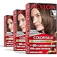 Revlon ColorSilk with Bond Repair Complex, Brown Permanent Hair Color, 100% Gray Coverage, Ammonia Free Hair Dye, Vegan Keratin, 40 Medium Ash Brown (Pack of 3)