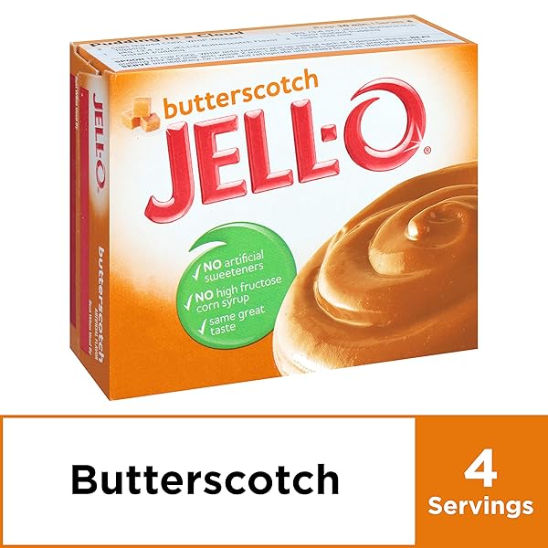 JELL-O BUTTERSCOTCH INSTANT PUDDING & PIE FILLING MIX, 3.4 OZ – PACK OF 24