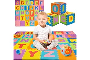 TOYVELT Foam Puzzle Floor Mat for Kids 12x12-30 Interlocking Play Mat Tiles with Colors, Alphabet, ABC - Educational Large Puzzle Foam Floor Tiles for Crawling, Exercise, Playroom, Play Area