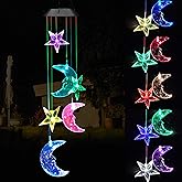 Solar Power Stars and Moon LED Wind Chimes Outdoor Decor, Waterproof Mobile Color Changing Wind Chimes, Star Moon Solar Light Xmas, Gifts for Mom, Home, Patio, Yard, Party, Festival, Garden Decoration