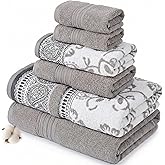 Modern Threads Ophelia 6-Piece 100% Cotton Towel Set – Reversible Yarn Dyed Jacquard & Solid – Includes 2 Bath Towels, 2 Hand Towels, 2 Washcloths – Absorbent, Quick Dry, Soft & Durable – Light Brown