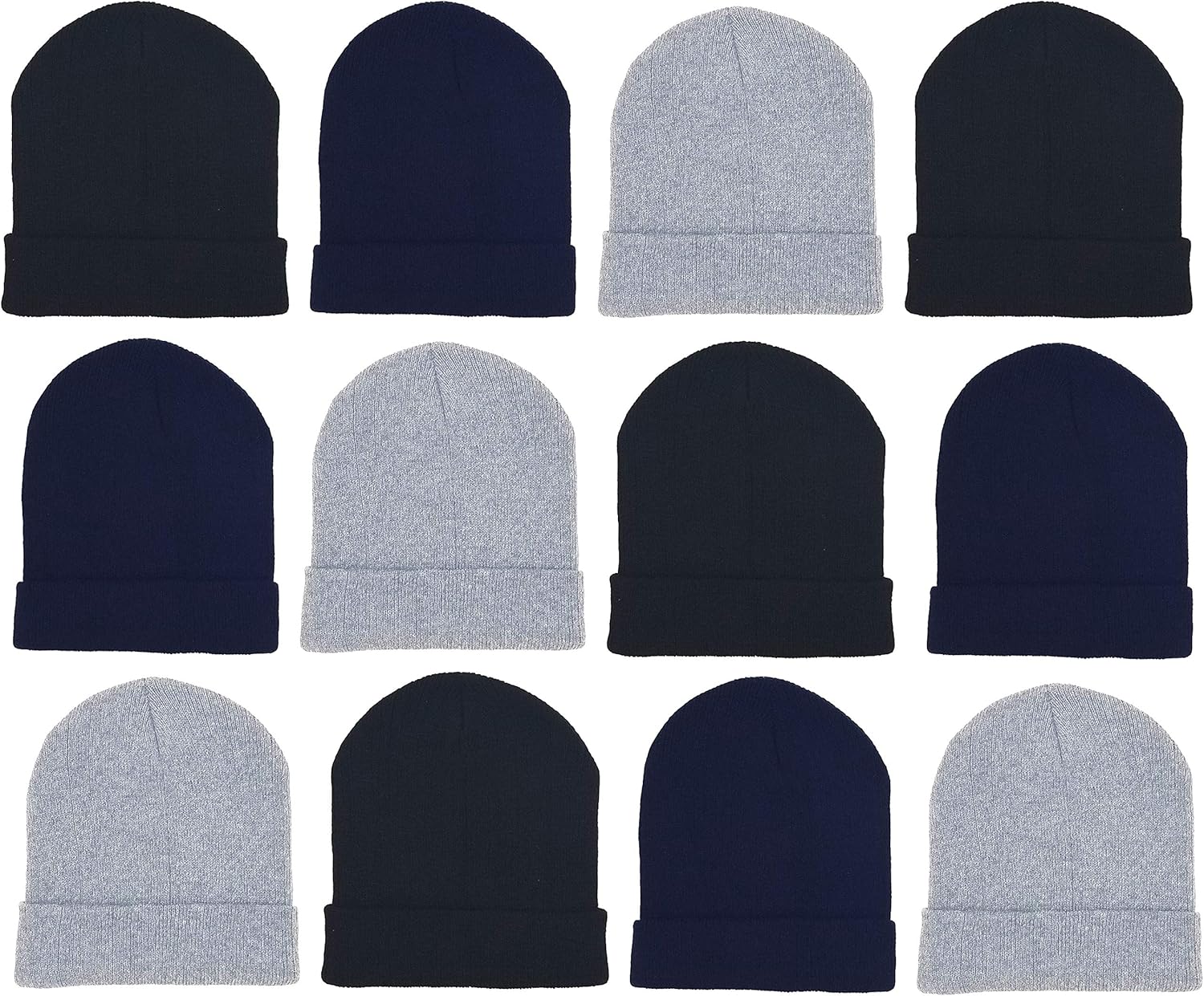 12 Pack Winter Beanie Hats for Men Women, Warm Cozy Knitted Cuffed Skull Cap, Wholesale at  Men’s Clothing store
