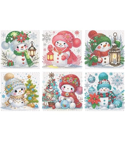 Amazon.com: 6 Pack Snowman Diamond Art Kits for Kids, Christmas